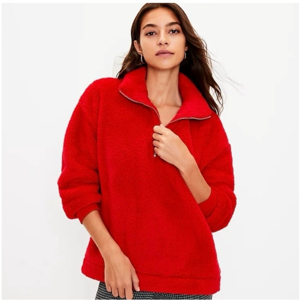 LOFT Sherpa Zip Sweatshirt